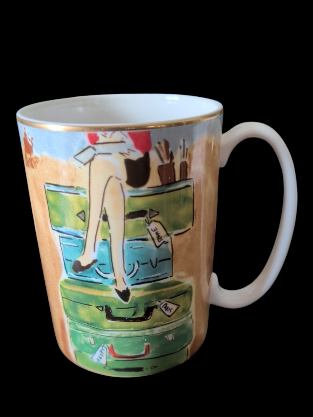 Kate Spade by Lenox Coffee Mug/Cup World Traveler Gold Rim